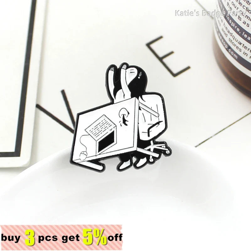 Funny Cartoon Girl Desk Staff Custom Enamel Lapel Pin Enamel Lapel Pin Qme