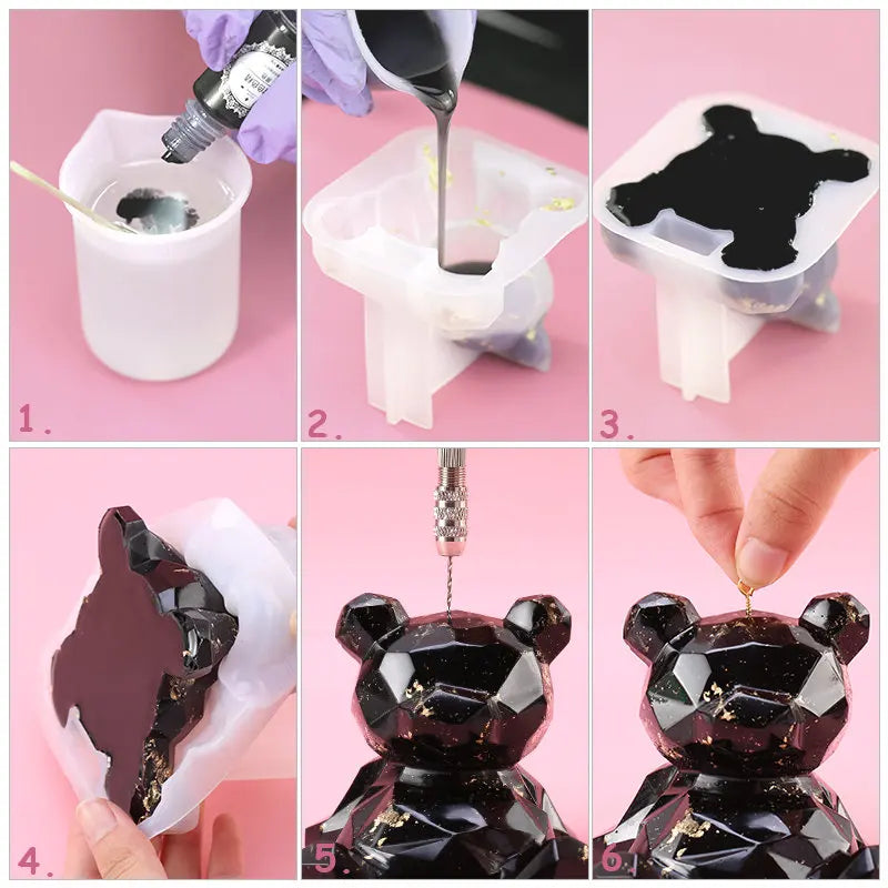 3D Bear Silicone Resin Mold – Epoxy Casting Mold for DIY Crafts Silicone Casting Mold Qme