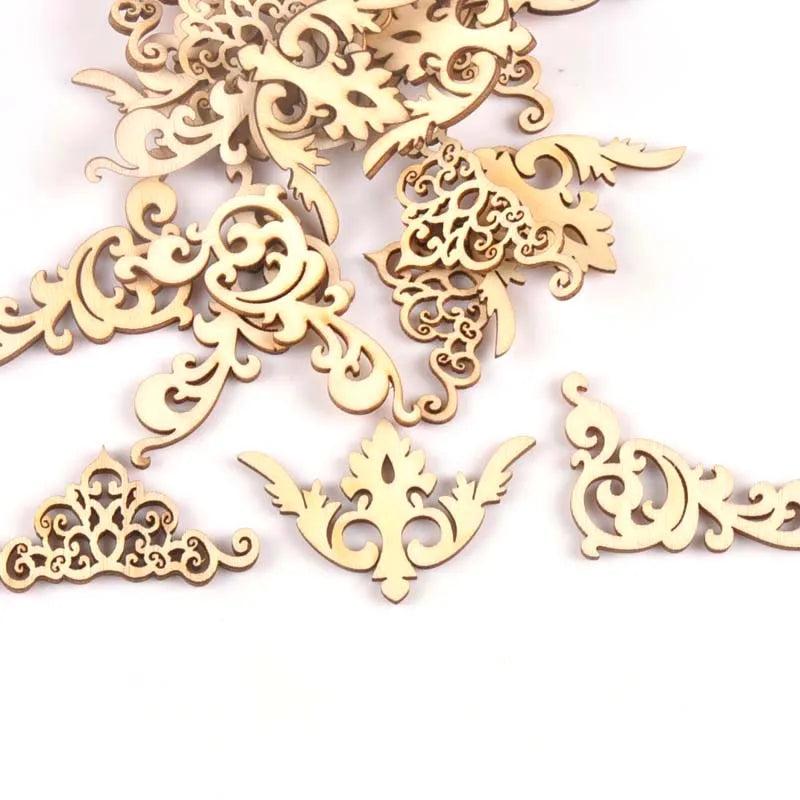 Wooden DIY Book Corner Embellishments – Flower Lace 20pcs Scrapbook Embellishments Qme mix
