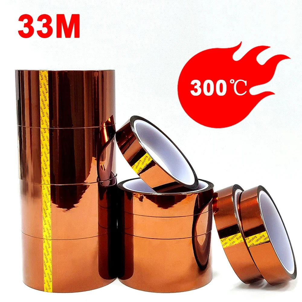 Gold Polyimide High-Temp Adhesive Tape 33M – Heat Resistant Heat Resistant Tape Qme
