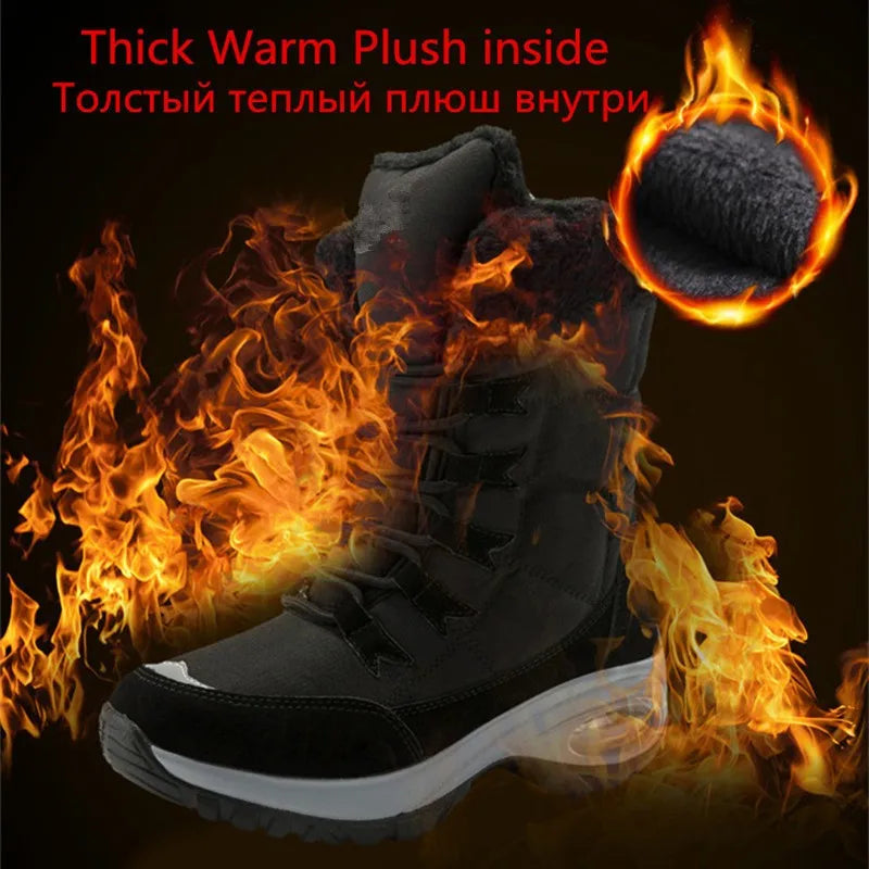 Women's Winter Snow Boots – Warm Plush Lace-Up Ankle Boots Women's Snow Boots Qst