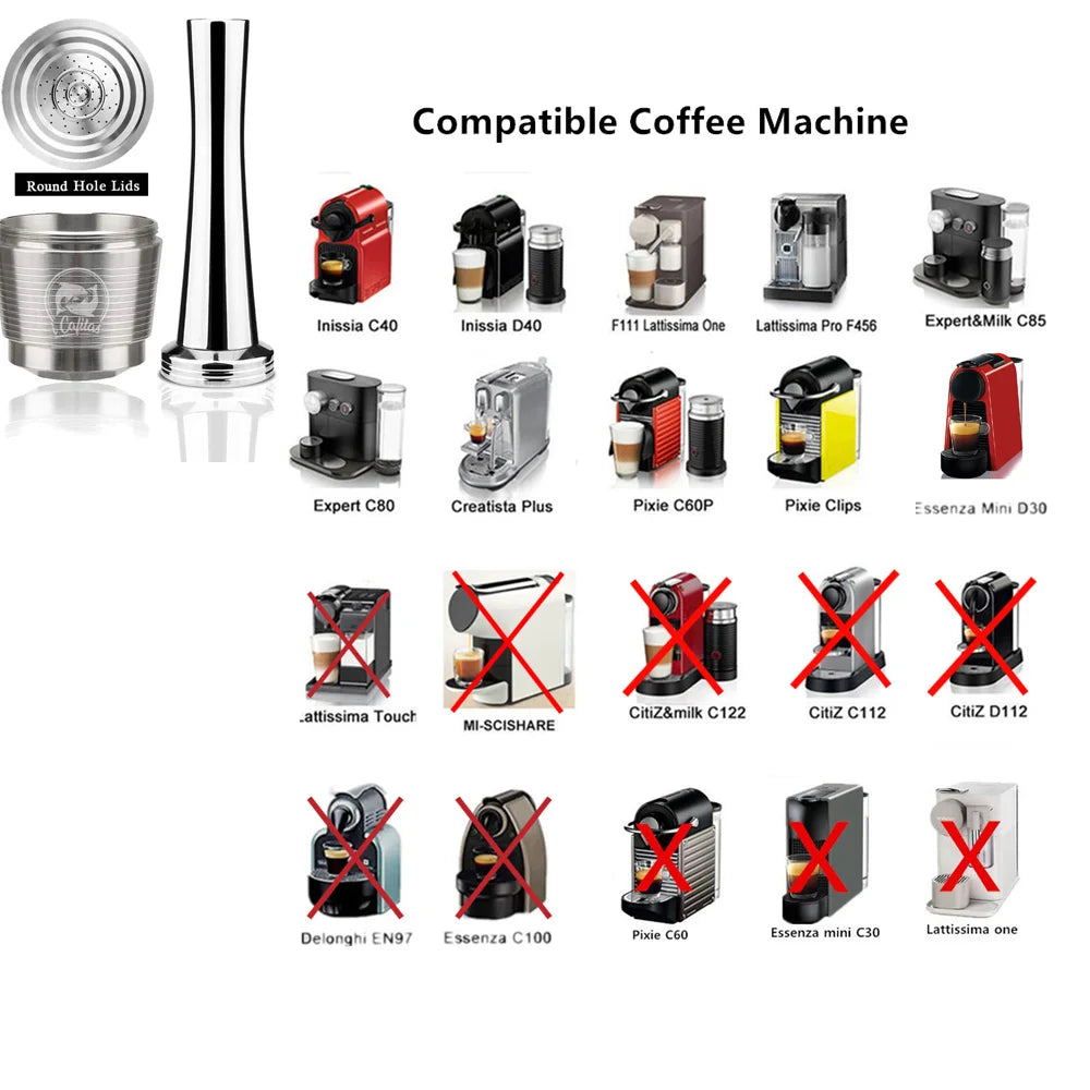 RECAFIMIL Reusable Stainless Steel Coffee Pods for Nespresso Refillable Coffee Pods Qst
