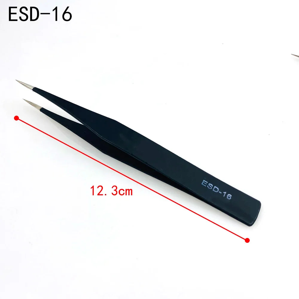 Anti-Static ESD Stainless Steel Tweezers | Precision Industrial Set ESD Precision Tweezers Qme