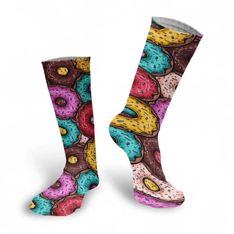 Women's Funny Novelty Socks – 3D Abstract Art Graffiti Candy Print Novelty Print Socks Qme