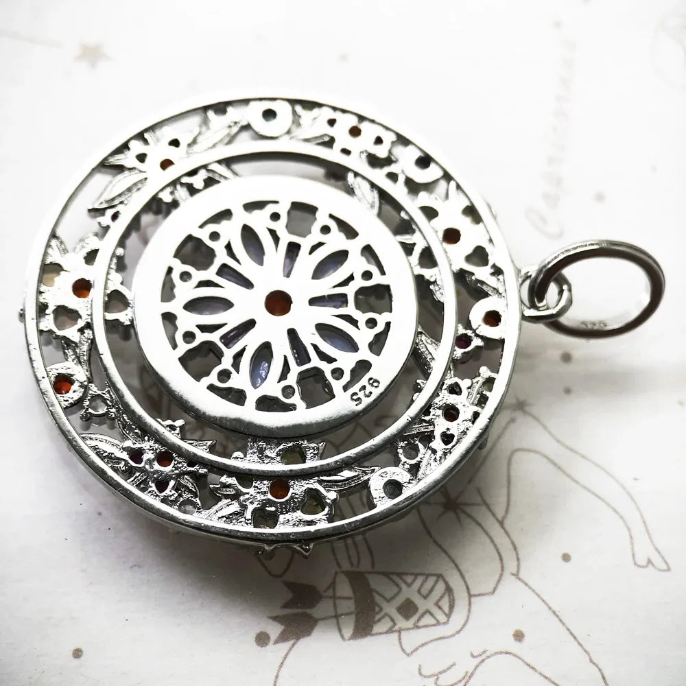 Colourful Stones Flower Amulet Pendant | 925 Sterling Silver Sterling Silver Pendant Qme