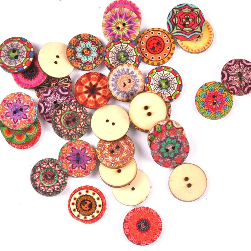 Vintage Round Mixed Wooden Buttons – Sewing & Scrapbook Crafts Craft Wooden Buttons Qme