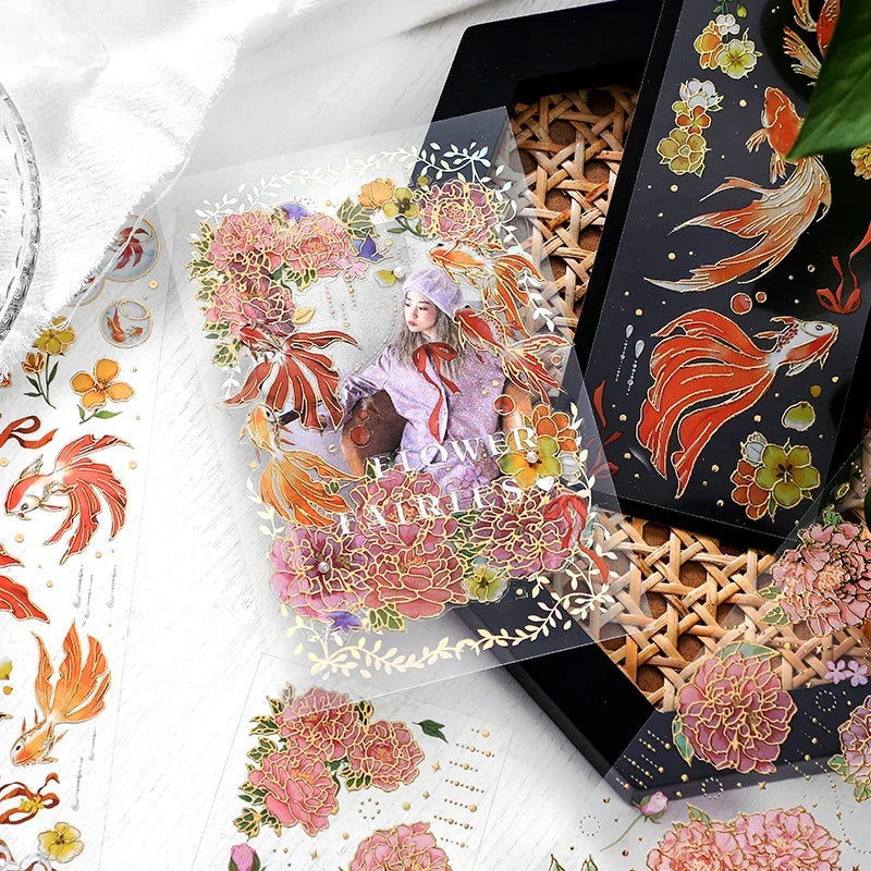 Chinese Koi Flat Stickers – Aesthetic Journal & Scrapbook Sheets Decorative Sticker Sheets Qme