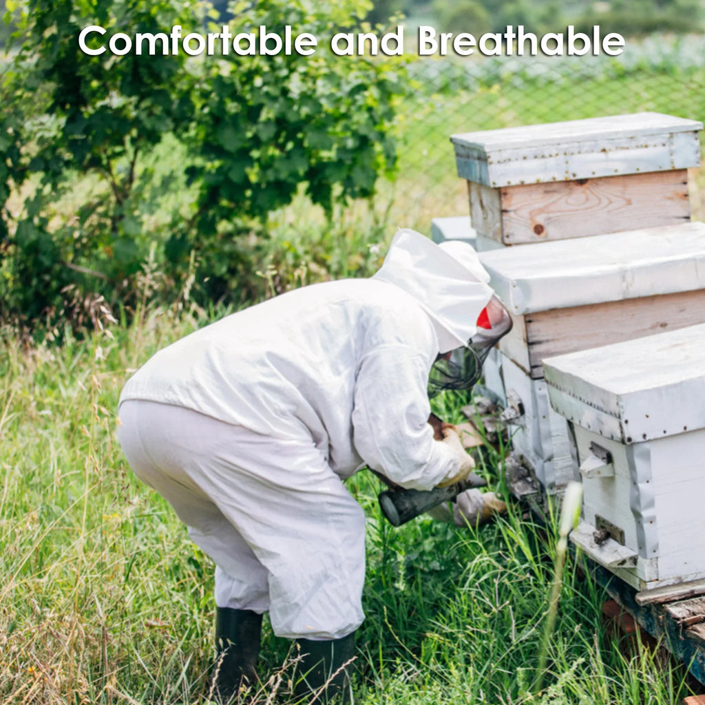 Professional White Split Beekeeping Suit with Gloves & Veil Beekeeping Suit Qme