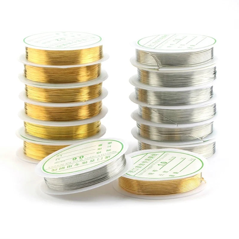 Gold & Silver Plated Copper Beading Wire 0.2–1mm | 16 Colors Jewelry Beading Wire Qme