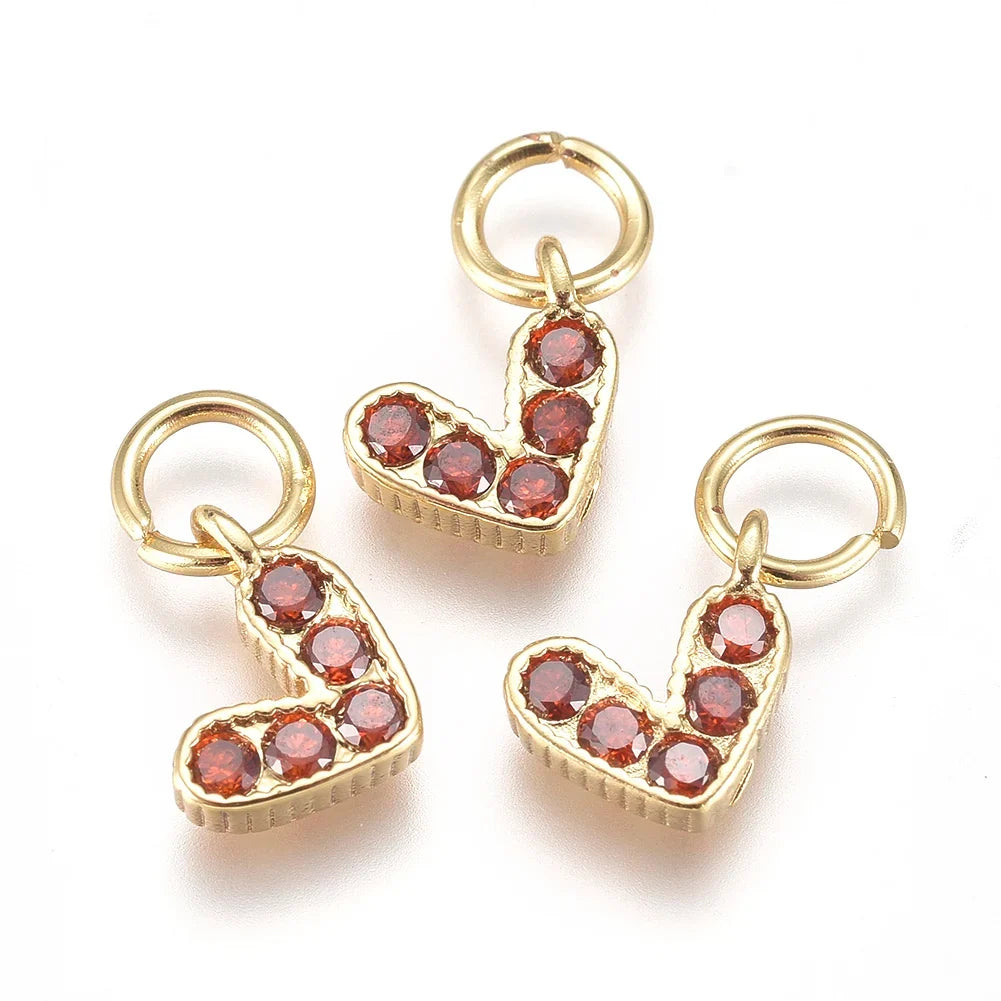 Heart Brass Micro Pave CZ Charms with Jump Ring | DIY Jewelry Jewelry Making Charms Qme