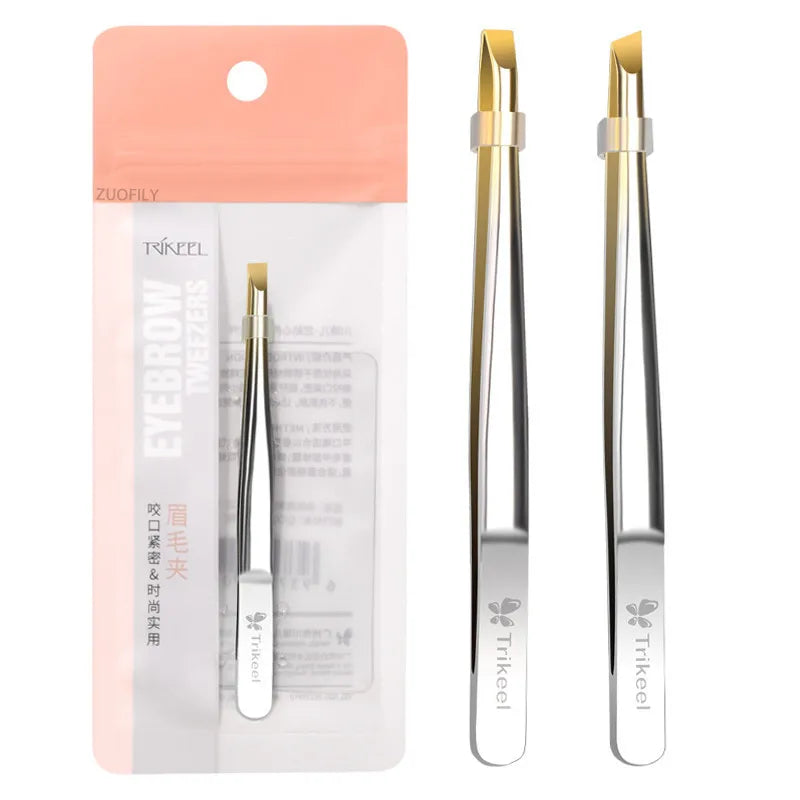 Stainless Steel Flat & Slant Tip Eyebrow Tweezer | Qme Eyebrow Tweezer Qme