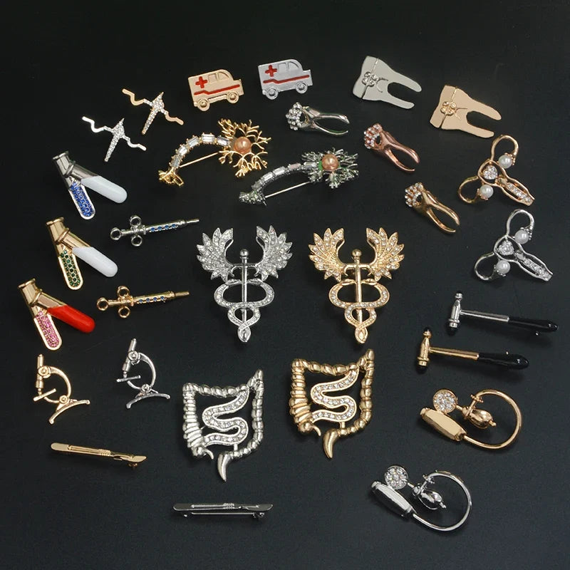 Medical Science Crystal Brooch Pins – Doctor Nurse Jewelry Brooch Pin Qme