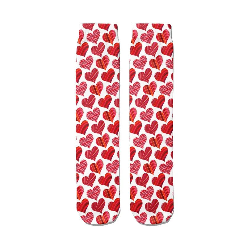 Women's 3D Print Harajuku Heart Long Tube Socks | Cartoon Novelty Novelty Tube Socks Qme style10 One Size China Mainland