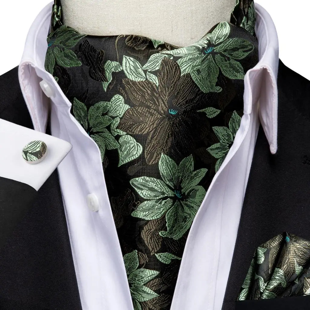 Men's Silk Ascot, Pocket Square & Cufflinks Set | Jacquard