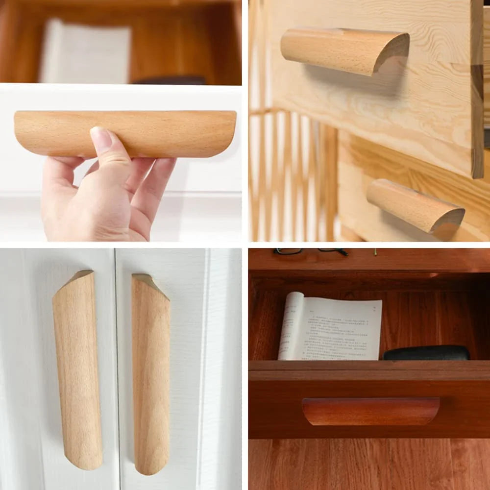 Nordic Solid Wood Drawer Pulls & Cabinet Handles – 5 Colors Cabinet Drawer Pulls Qme