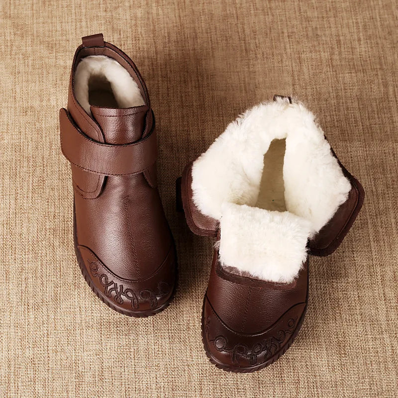 Women's Plush-Lined Platform Ankle Boots | Winter Snow Boots Women's Ankle Boots Qst Brown CN35 (Foot 22.5cm) CN