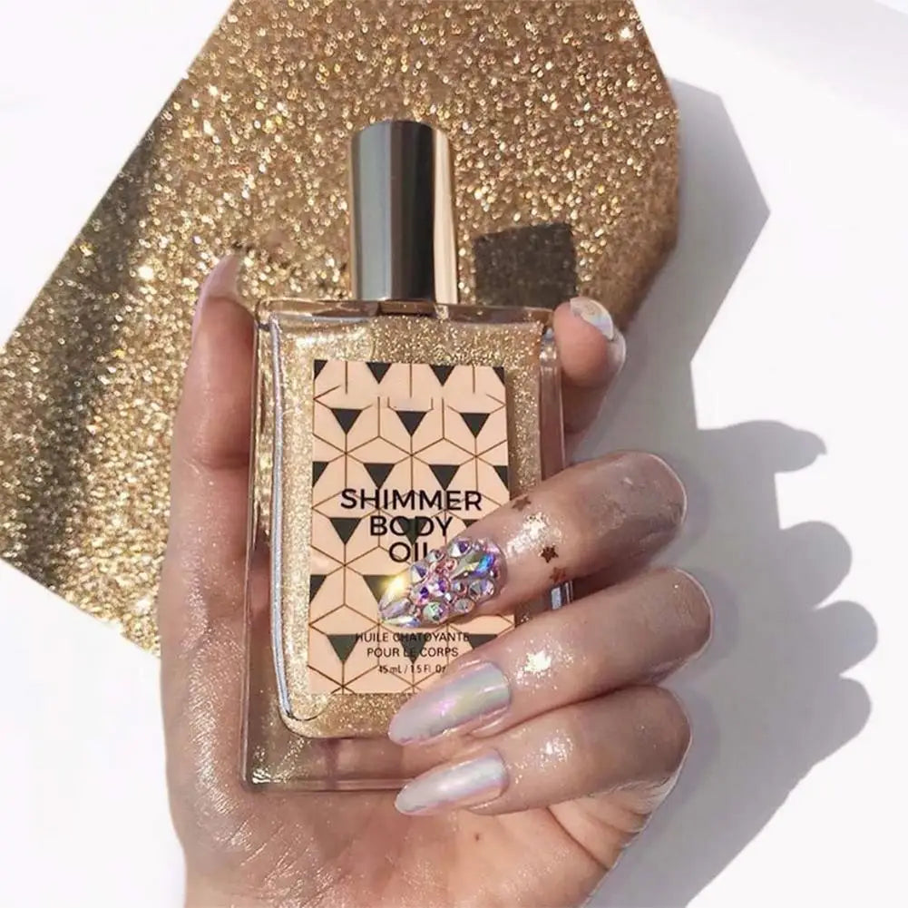 Liquid Shimmer Body Oil – Waterproof Glow Highlighter 45ml Body Shimmer Highlighter Qme