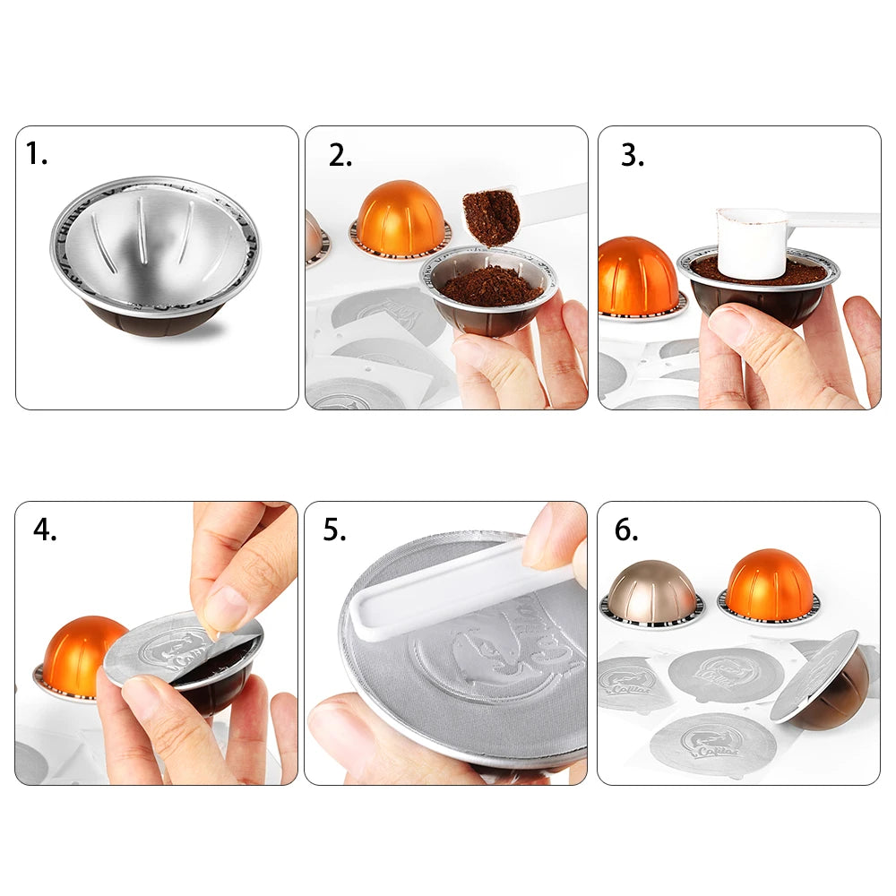 RECAFIMIL Reusable Vertuo Pods – Refillable Nespresso Capsules Refillable Coffee Pods Qst