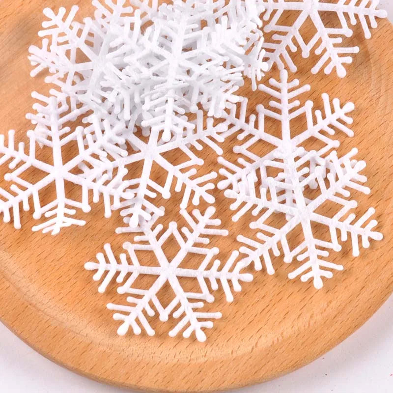 White Fake Snowflakes 100pcs – Christmas & Wedding DIY Decor Craft Decorations Qme