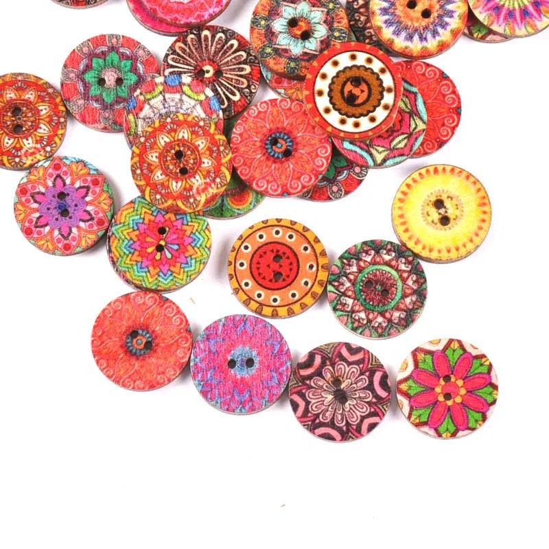 Vintage Round Mixed Wooden Buttons – Sewing & Scrapbook Crafts Craft Wooden Buttons Qme