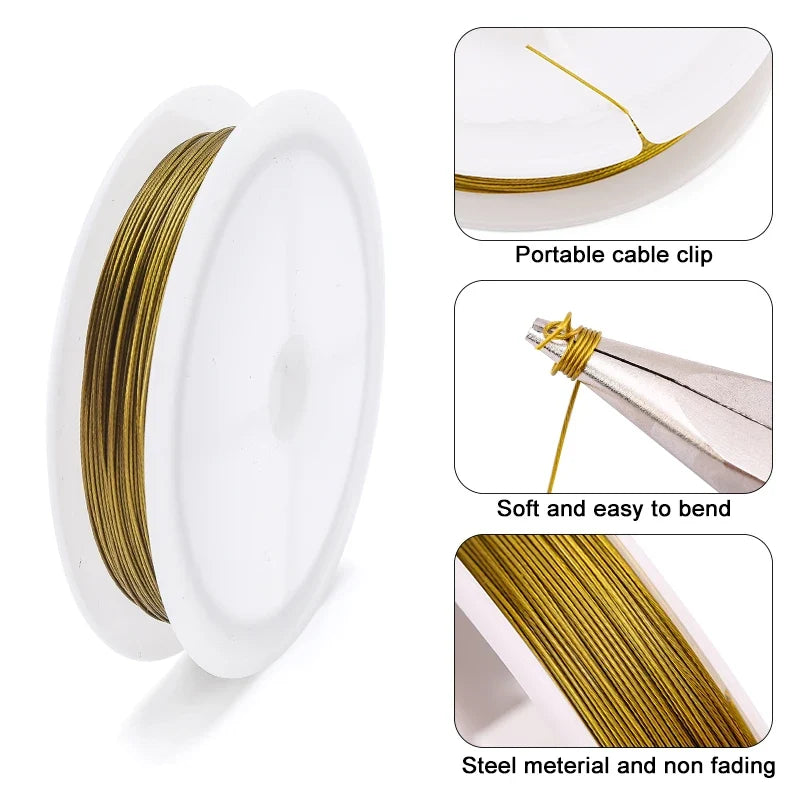 Gold Plated Stainless Steel Bead String Wire for Jewelry Making Jewelry Making Wire Qme
