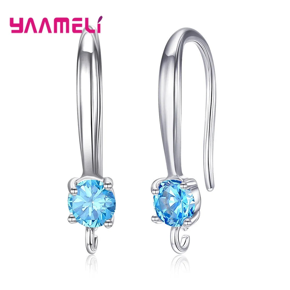 925 Sterling Silver Hook Earrings – Cubic Zirconia, 6 Colors Hook Earrings Qme