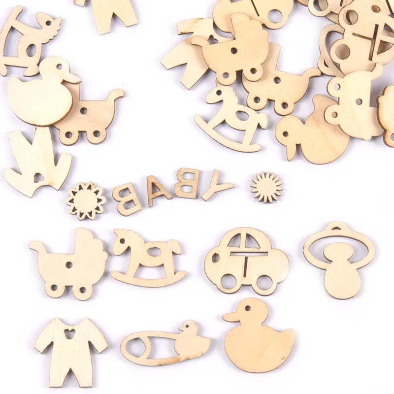 Natural Wood Slices Baby Pacifier Pattern – 50pc DIY Craft Kit Wood Craft Slices Qme Default Title