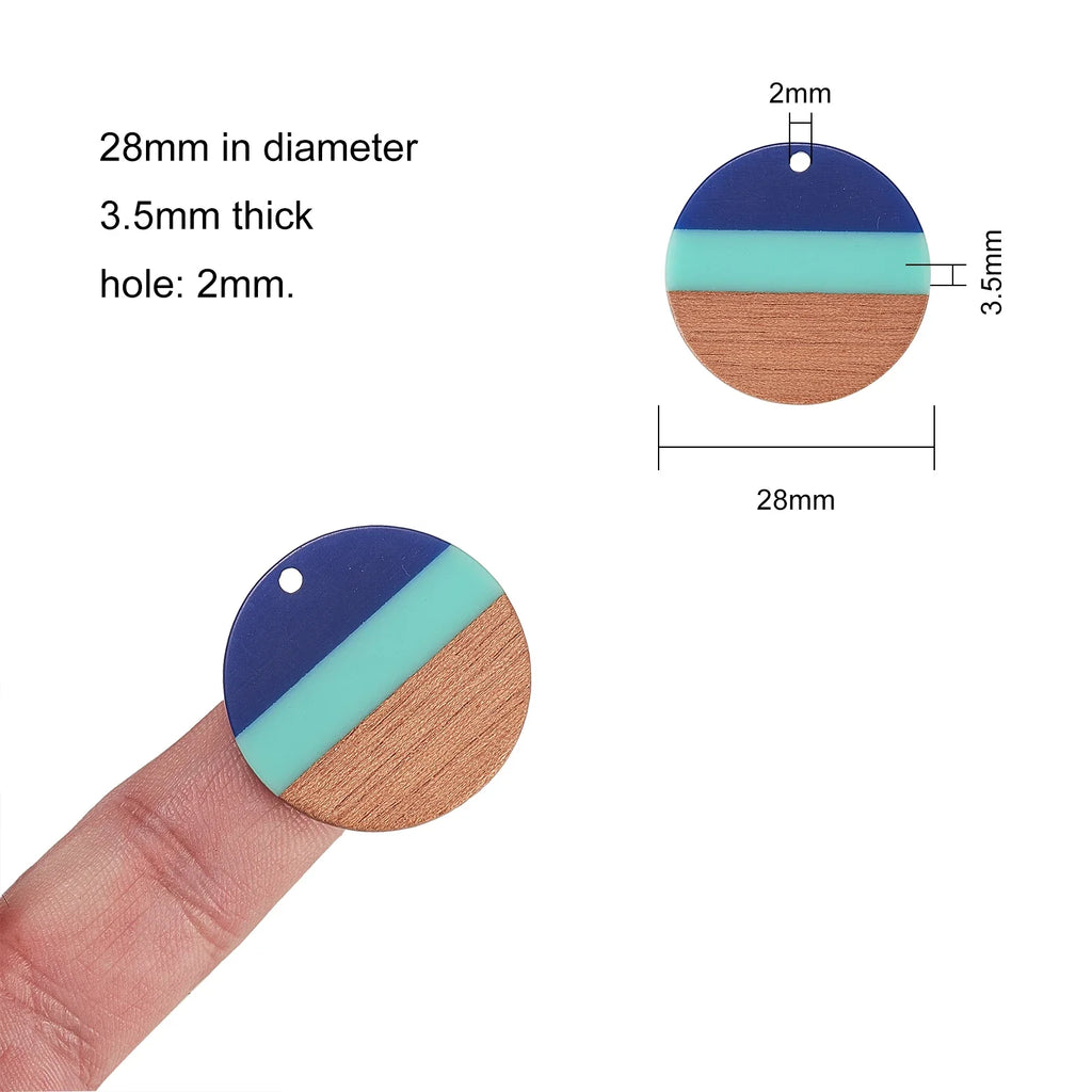 Tri-Color Resin Wood Round Charms – DIY Jewelry Pendants DIY Jewelry Charms Qme