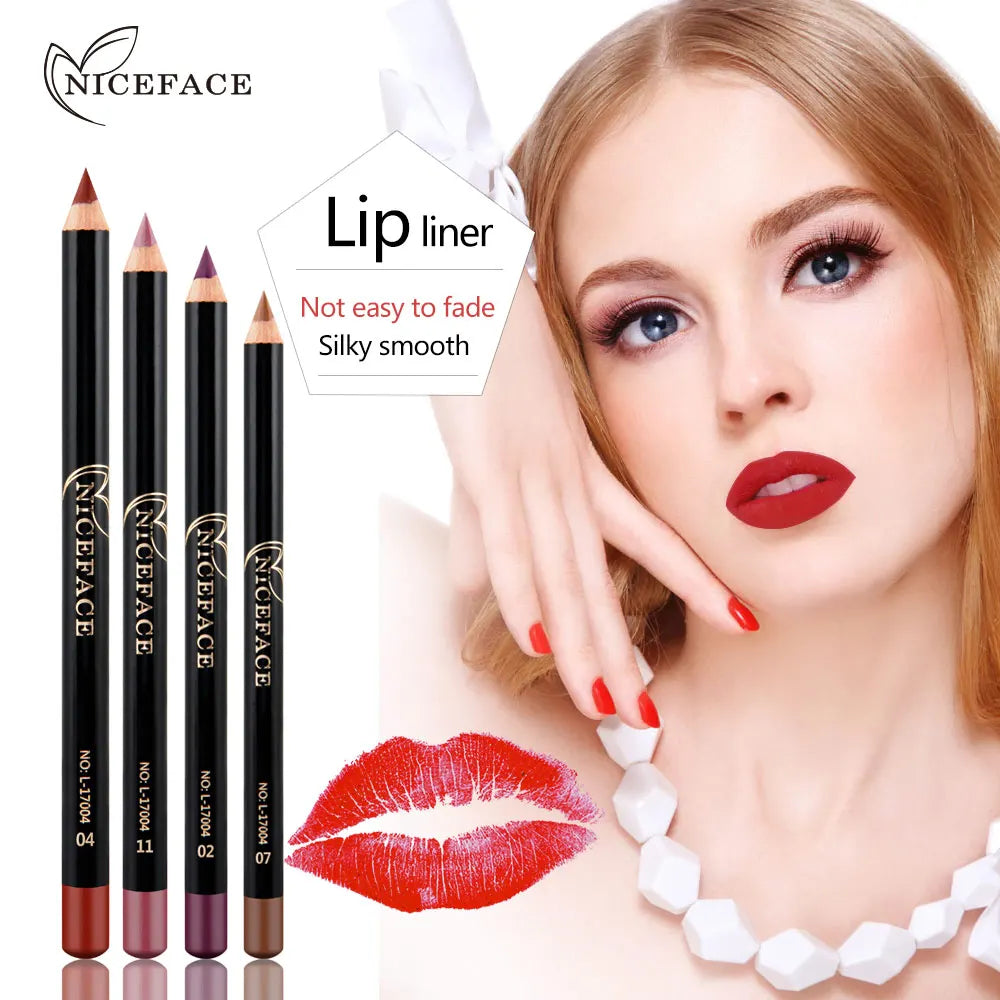 NICEFACE 12 Matte Nude Lipliner Pencils – Waterproof Set Lipliner Pencil Set Qme