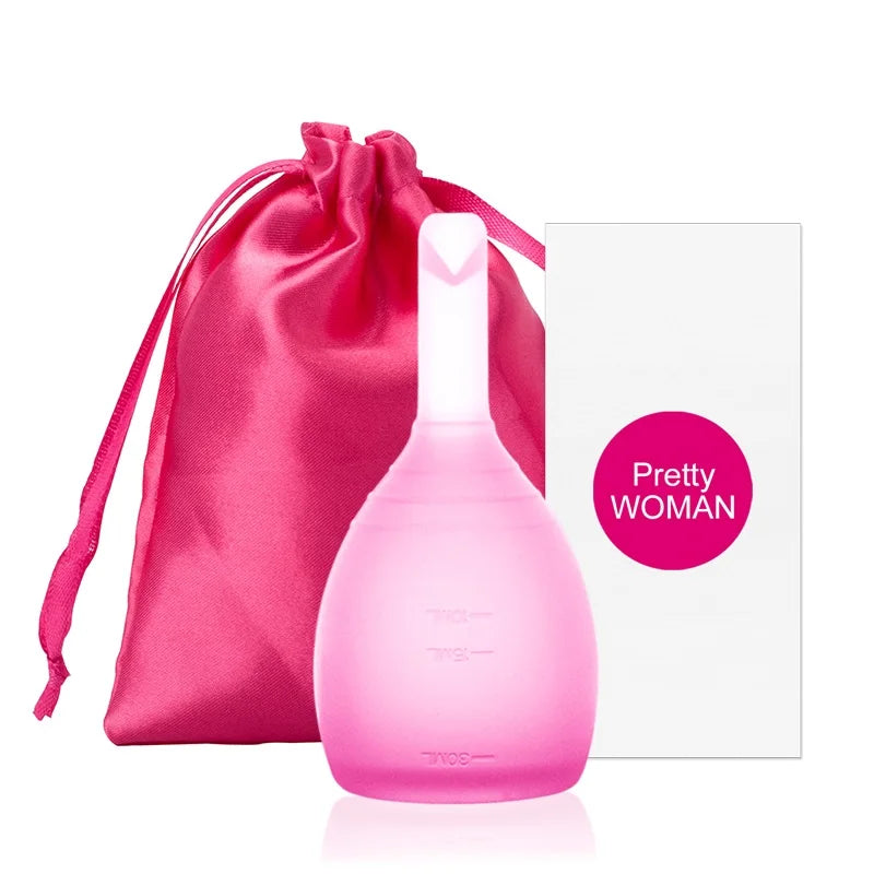 XceeFit Reusable Menstrual Cup – Medical Grade Silicone S & L Menstrual Cup Qst 1Pc-1colthbag-Pink L Size