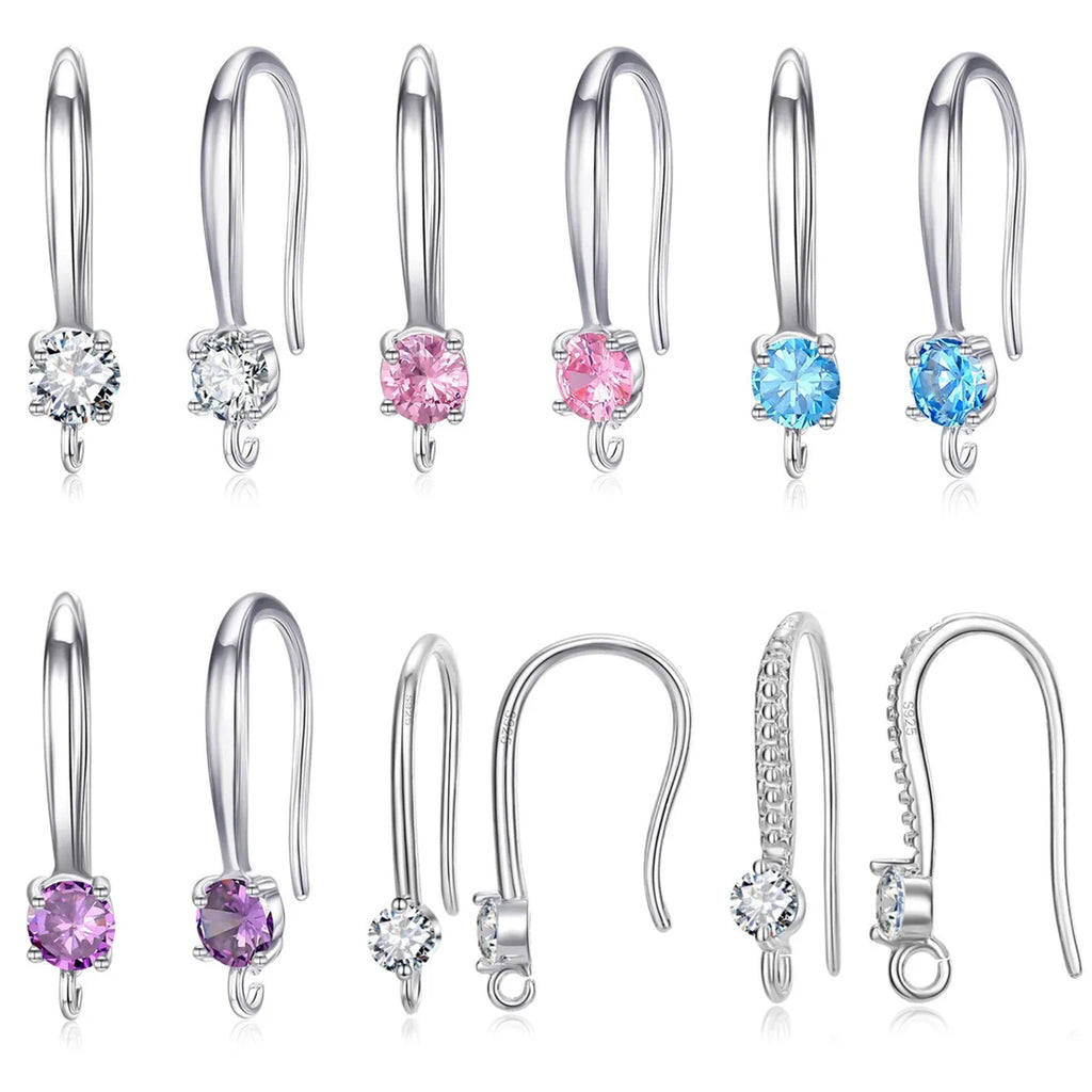 925 Sterling Silver Hook Earrings – Cubic Zirconia, 6 Colors Hook Earrings Qme