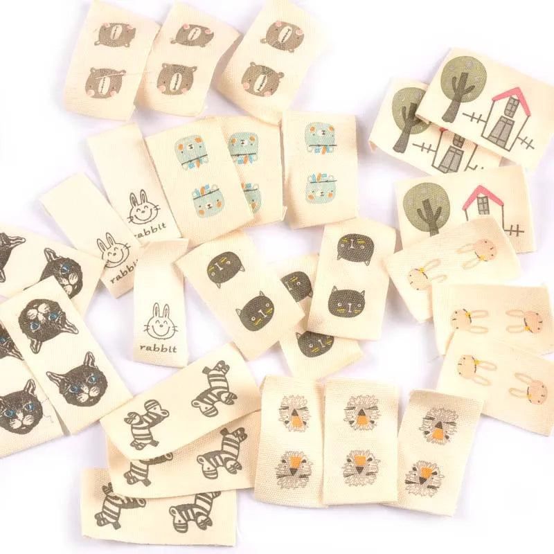 Mixed Animal Print Cotton Woven Labels 50pcs – DIY Sewing Woven Sewing Labels Qme