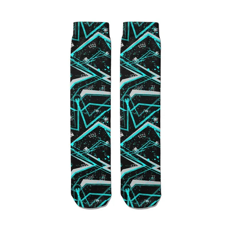 Women's 3D Graffiti Cotton Socks – Street Art Novelty Fashion Novelty Fashion Socks Qme style7 One Size China Mainland