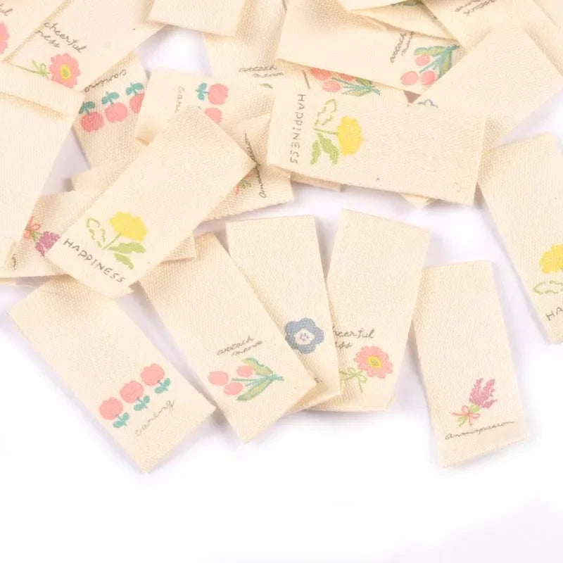 50pcs Flower Printed Washable Fabric Labels – Sewing & Craft Tags Fabric Sewing Labels Qme