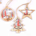 Christmas Wooden Ornaments Tree & Star Pattern Red Green 3pcs Christmas Ornaments Qme red