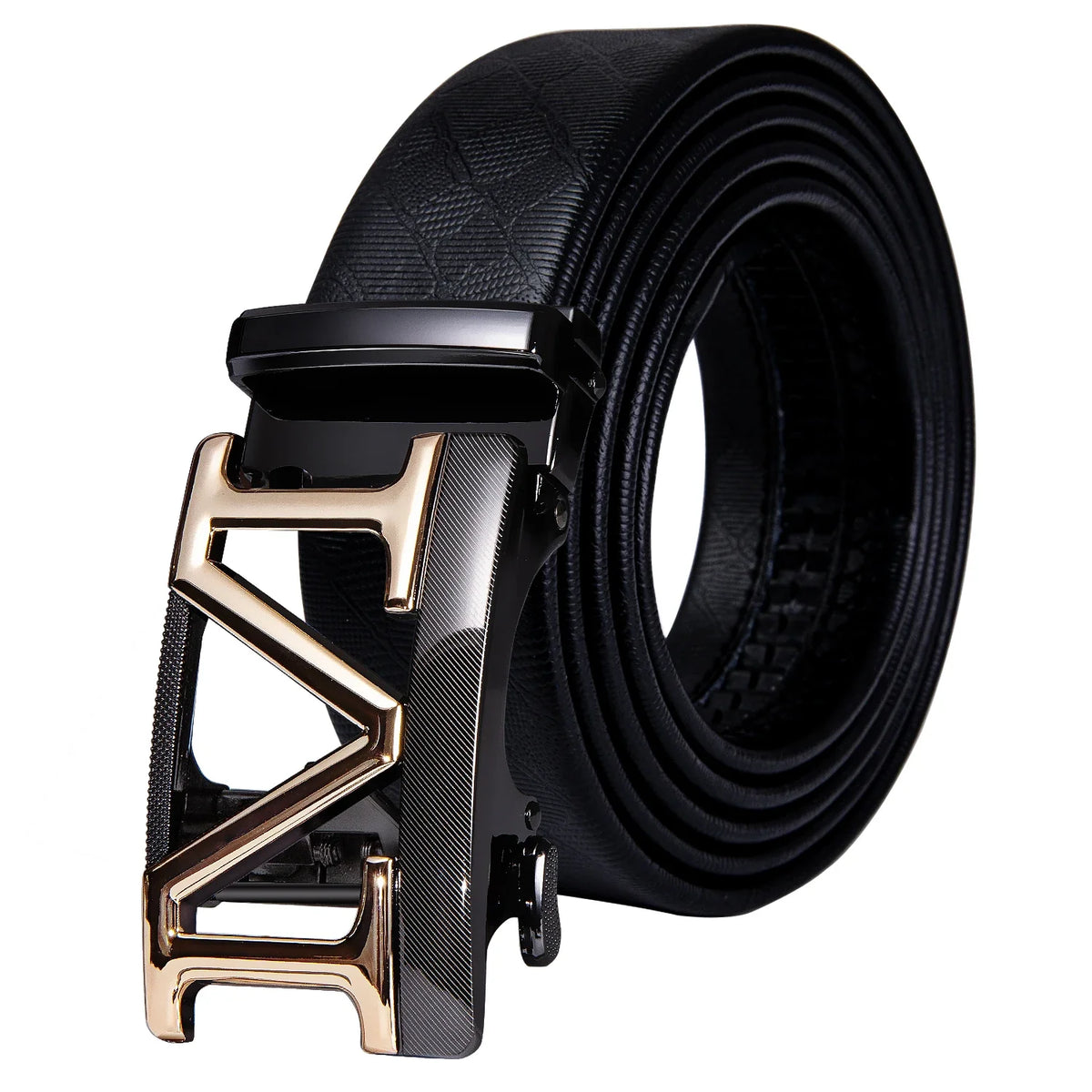 Men's Luxury Genuine Leather Belt – Automatic Buckle Leather Ratchet Belt Qme 0058 130cm