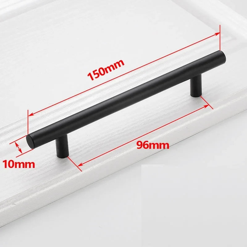 Stainless Steel T-Bar Cabinet Pulls & Drawer Handles Cabinet Drawer Pulls Qme Black 96mm
