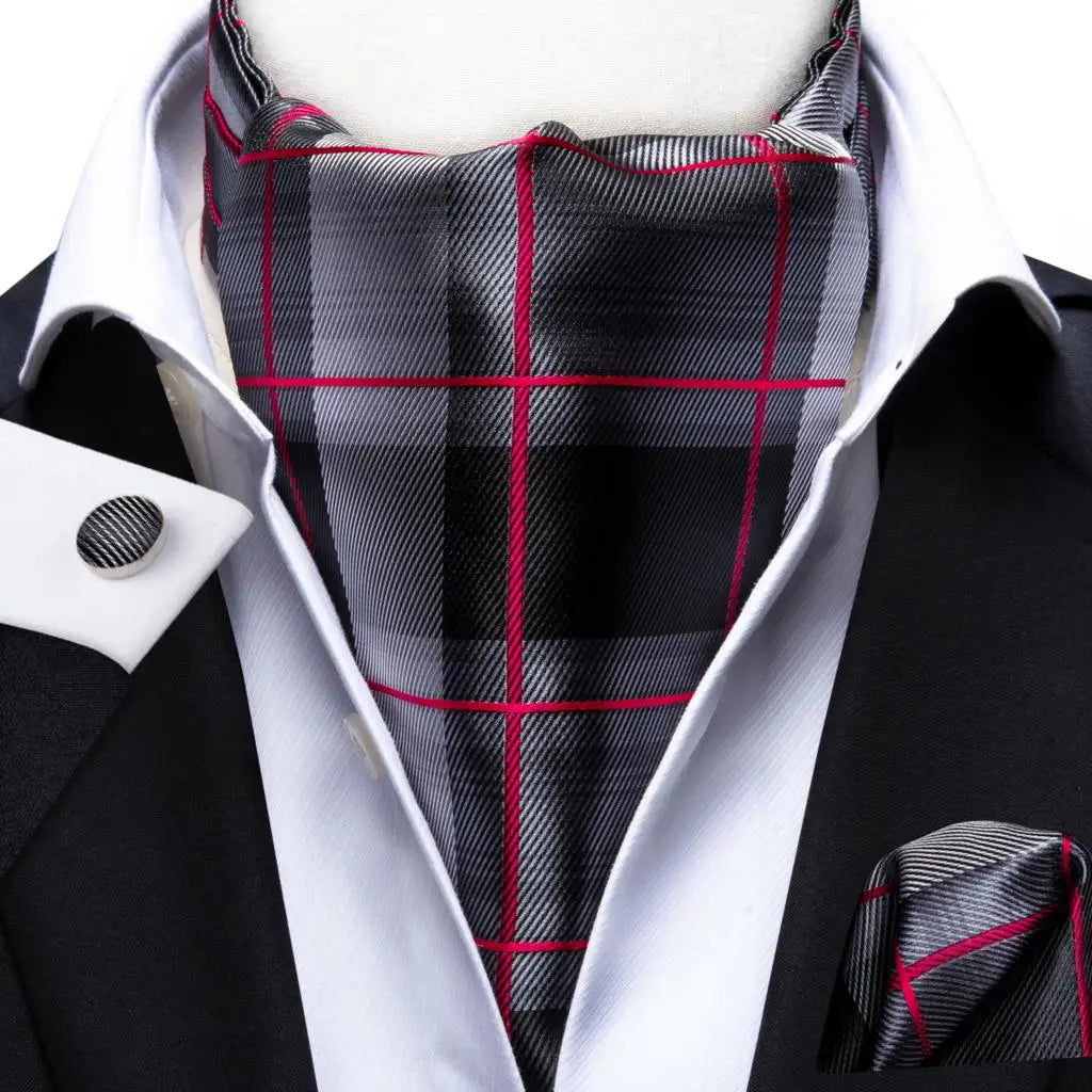 Men's Silk Ascot, Pocket Square & Cufflinks Set | Jacquard