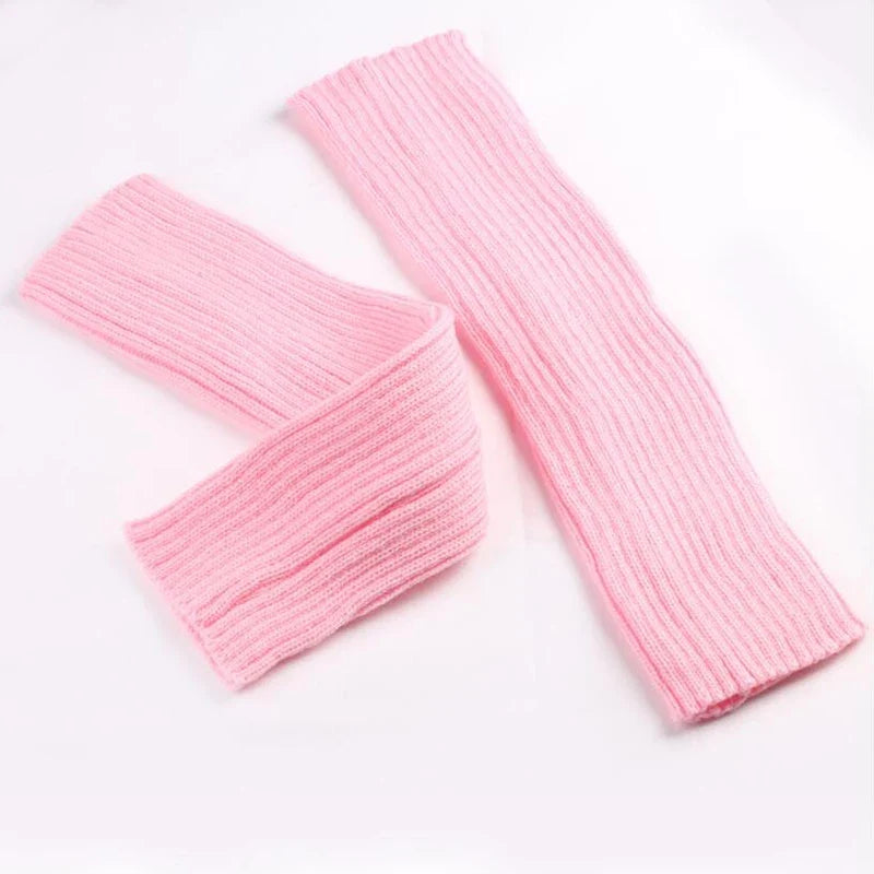 Women's Knit Winter Leg Warmers – Boot Knee Stockings, 10 Colors Knit Leg Warmers Qme Pink Length -40cm