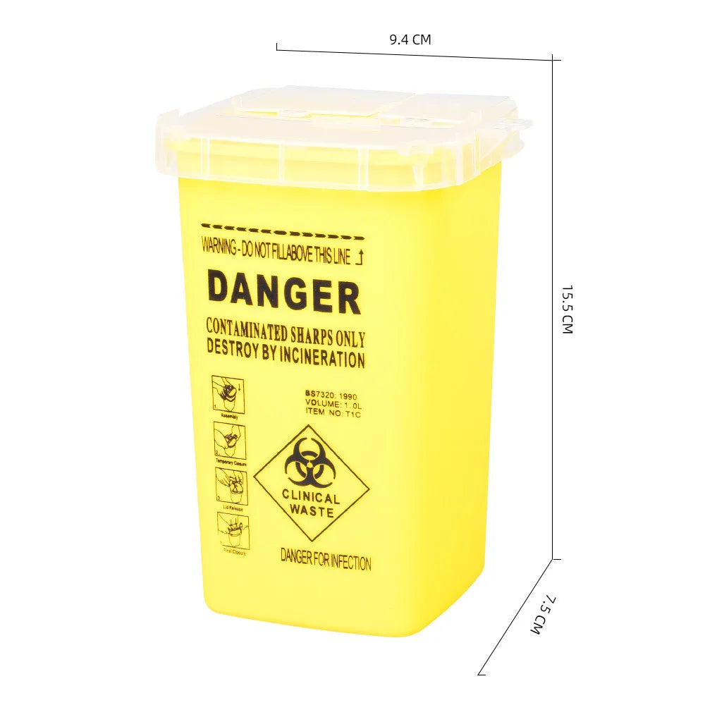 1L Sharps Container – Biohazard Needle Disposal Bin for Tattoo Sharps Disposal Container Qme