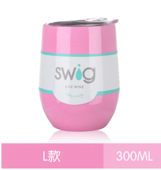Swig Egg-Shaped Insulated Tumbler 6oz 12oz Vacuum Cup Insulated Tumbler Qst 12oz 3 sliver logo