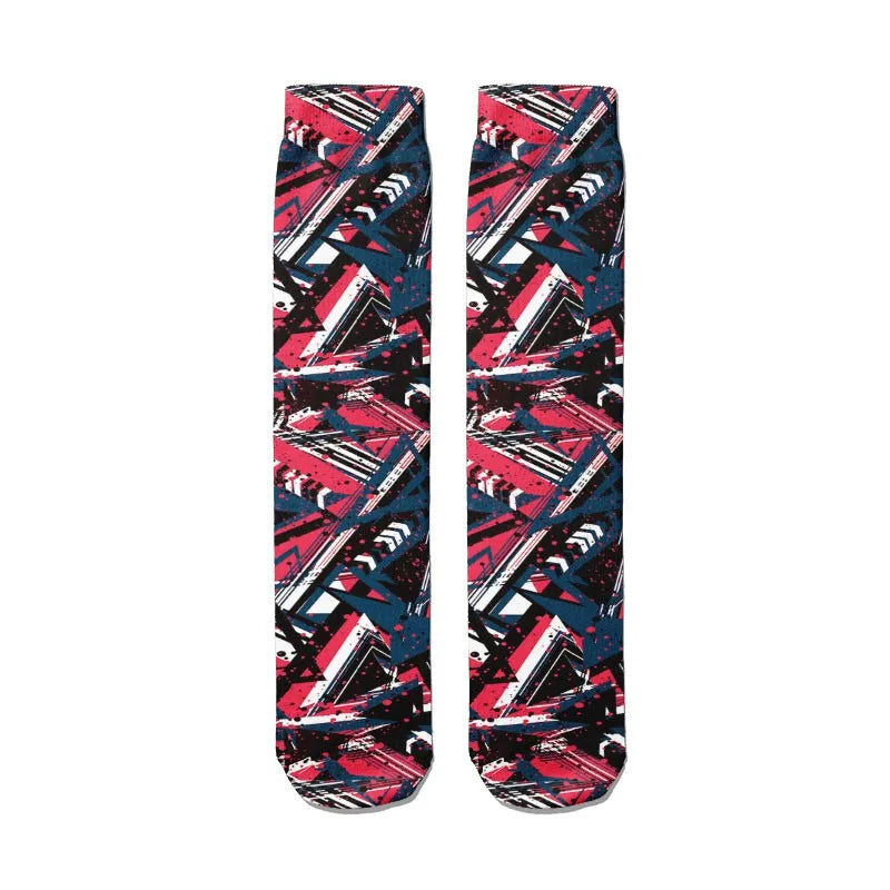Women's 3D Graffiti Cotton Socks – Street Art Novelty Fashion Novelty Fashion Socks Qme style5 One Size China Mainland