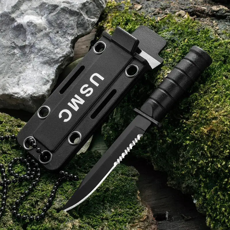 Swayboo Mini Neck Knife Sawtooth Fixed Blade – Camping Survival Fixed Blade Knife Qst