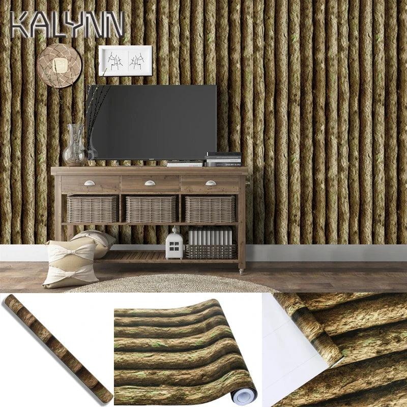 3D Log Cabin Peel & Stick Vinyl Wallpaper | 1.47ft x 19.7ft Peel & Stick Wallpaper Qme