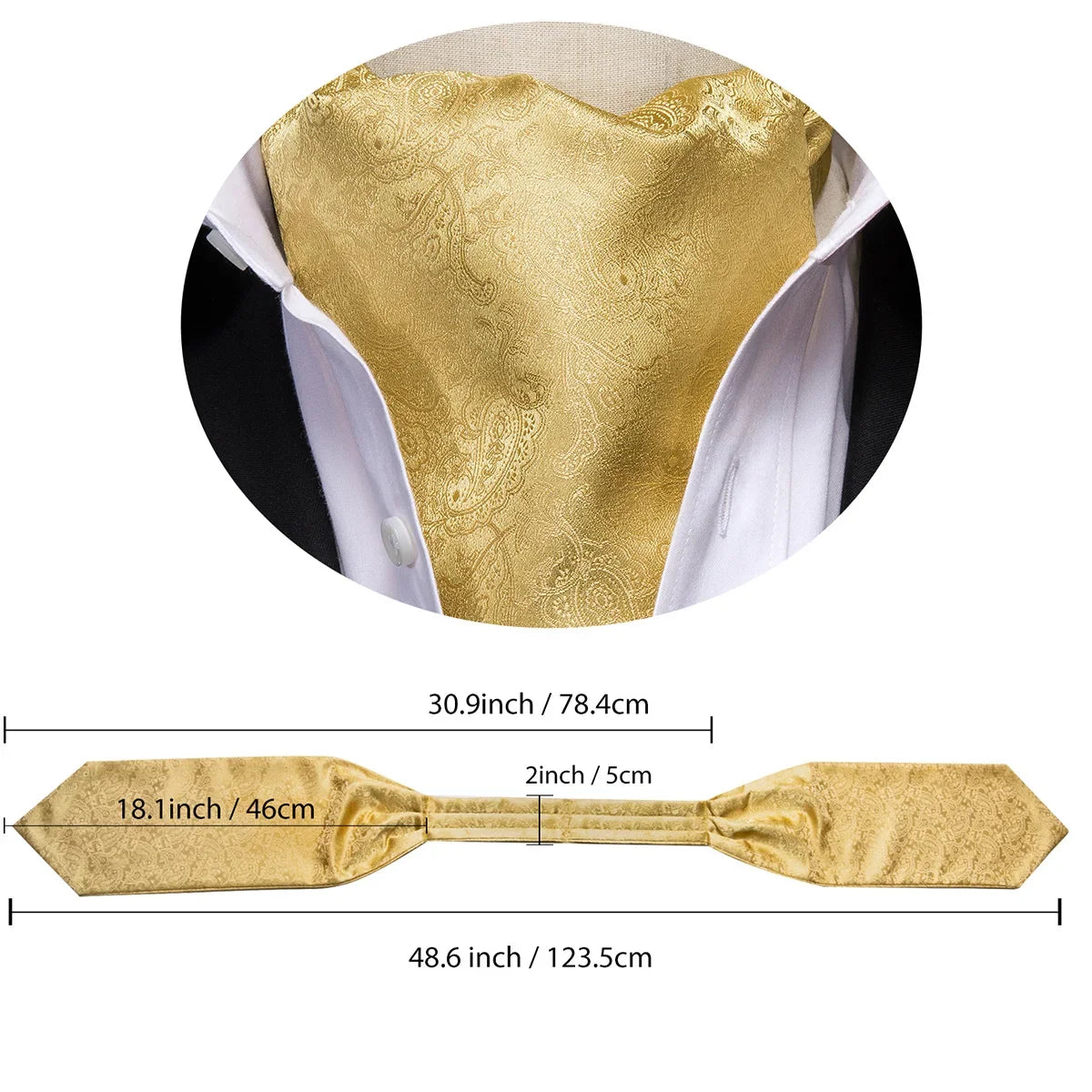 Men's Silk Ascot, Pocket Square & Cufflinks Set | Jacquard Ascot & Cufflinks Set Qme