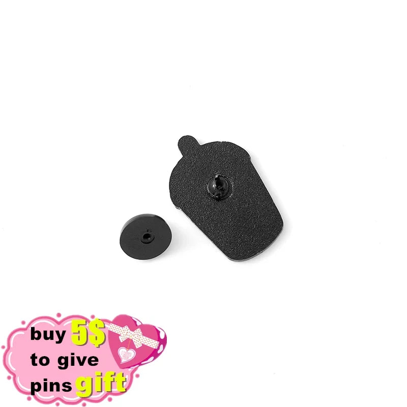 Boba Tea Enamel Lapel Pin | Cute Cat & Penguin Kawaii Brooch Enamel Lapel Pin Qme
