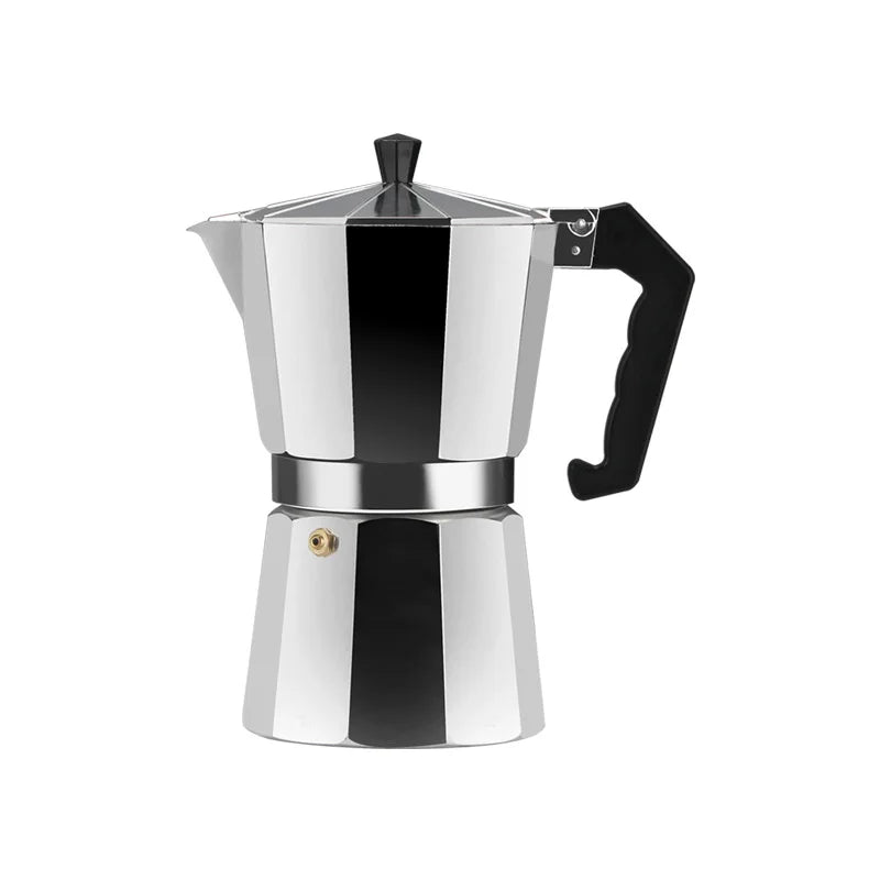 Aluminum Moka Pot Stovetop Espresso Maker 600ML – Silver Red Black Stovetop Moka Pot Qst 3cup(150ml)