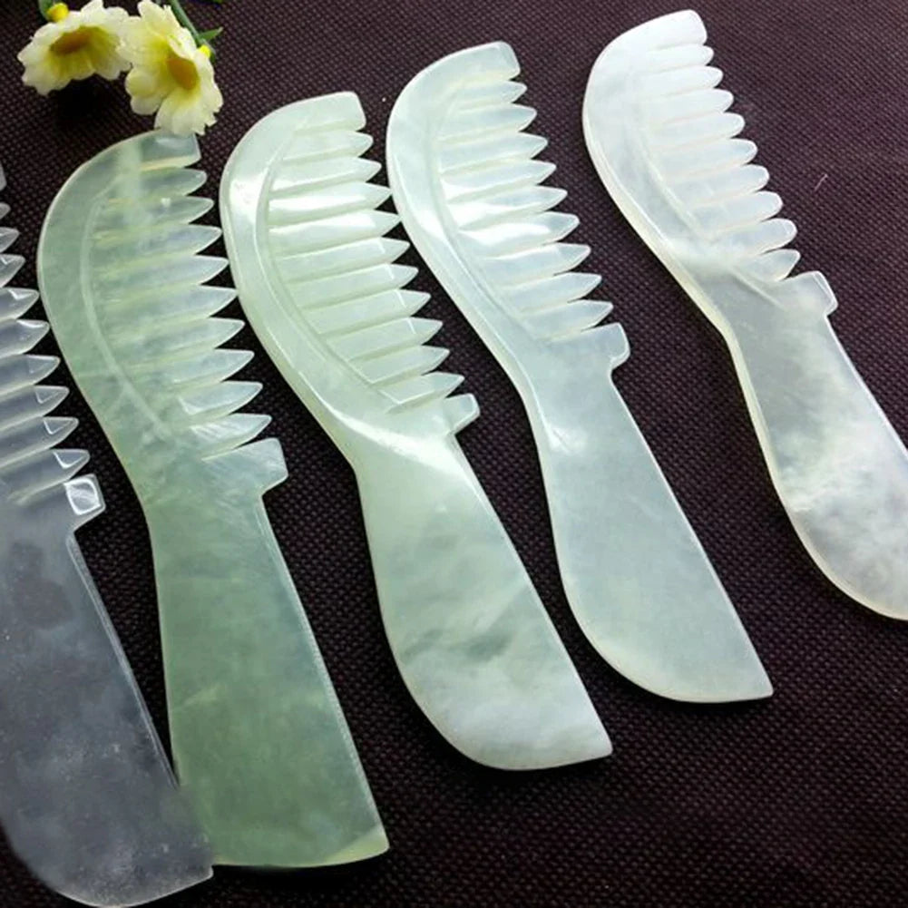 Natural Jade Stone Massage Comb – Scalp Massager Tool Jade Scalp Massage Comb Qme