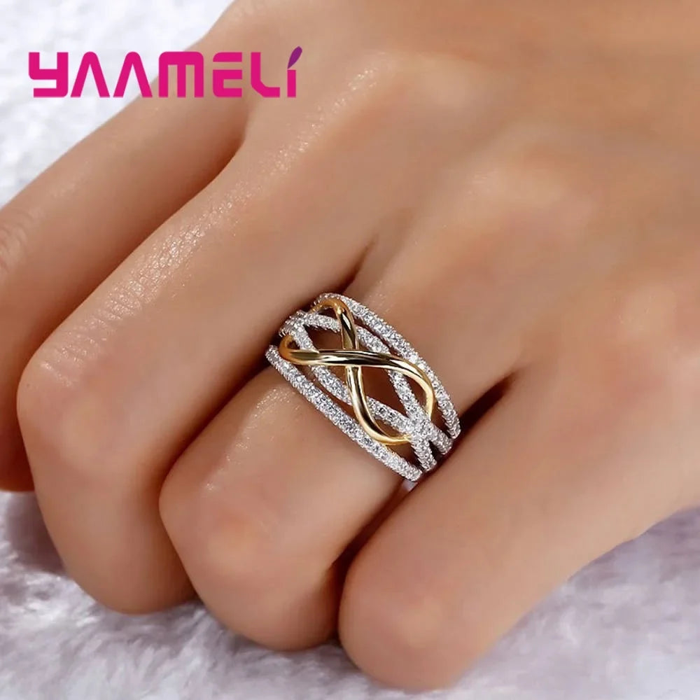 925 Sterling Silver Infinity Love Ring – Cubic Zirconia Bowknot Sterling Silver Ring Qme