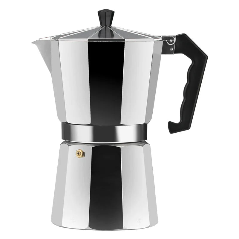 Aluminum Moka Pot Stovetop Espresso Maker 600ML – Silver Red Black Stovetop Moka Pot Qst